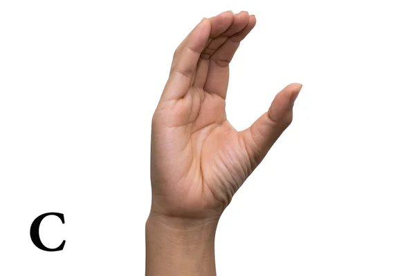 Finger Spelling the Alphabet in American Sign Language (ASL). A Carta C — Fotografia de Stock