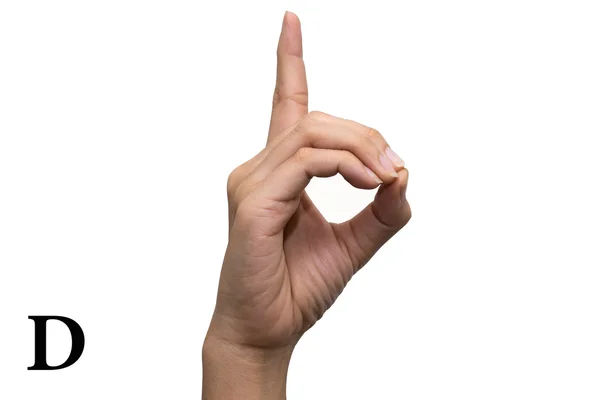 Finger Spelling the Alphabet in American Sign Language (ASL) (en inglés). La letra D — Foto de Stock