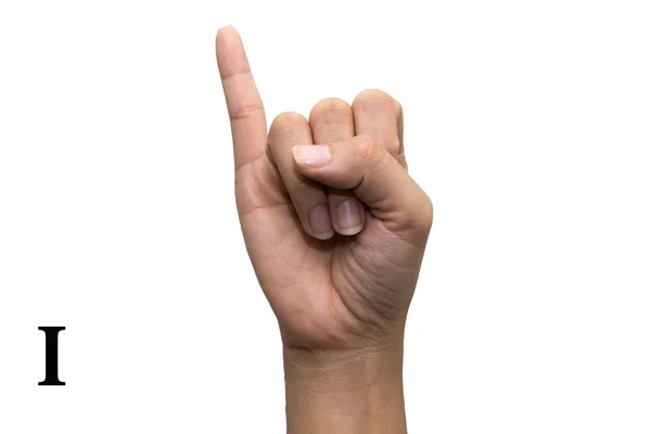 Finger Spelling the Alphabet in American Sign Language (ASL). A Carta I — Fotografia de Stock