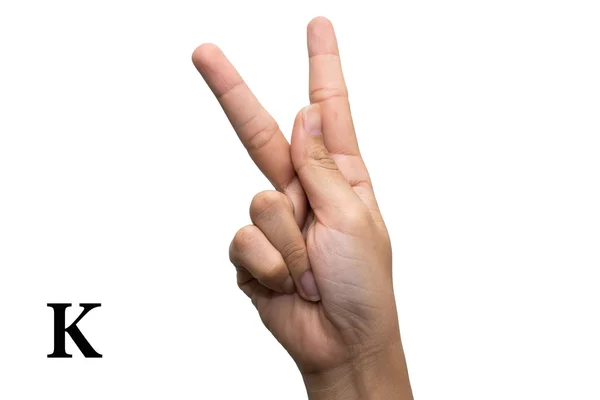 Finger Spelling the Alphabet in American Sign Language (ASL) (en inglés). La letra K — Foto de Stock