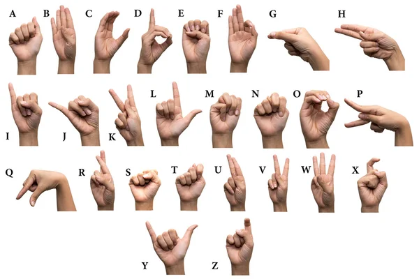 Vinger Spelling van het alfabet in American Sign Language (Asl) — Stockfoto