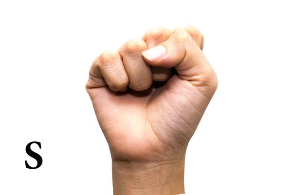 Parmak alfabesi Amerikan işaret dili (Asl) yazım. S harfi