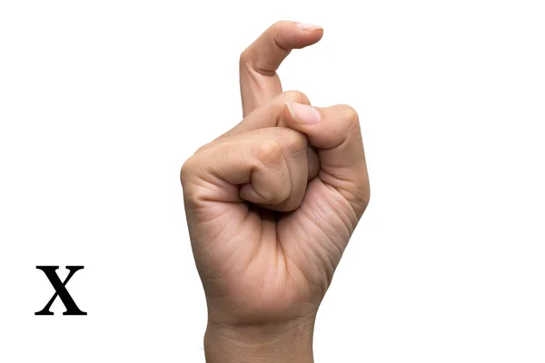 Parmak alfabesi Amerikan işaret dili (Asl) yazım. X harfi