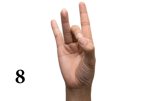 Число восьми мови в американському мовою жестів (Asl). — стокове фото