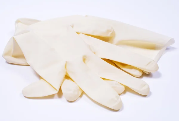 Para cienki lateks Rękawice medyczne na białym tle — Zdjęcie stockowe
