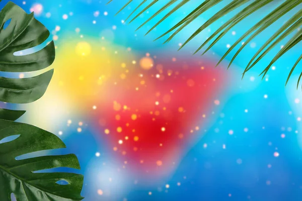 Beautiful Green Tropical Leaves Colored Background Minimal Summer Concept Copy — Stock Photo, Image