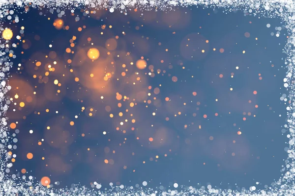 Boże Narodzenie Niebieskie Gradientowe Tło Błyszczącym Pomarańczowym Bokeh Ilustracja Tła — Zdjęcie stockowe