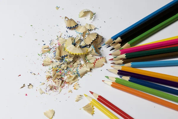 Lápices de colores. Afeitaciones de lápices — Foto de Stock