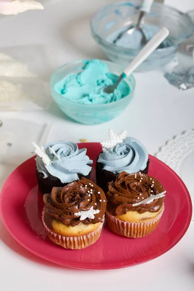 Muffins Con Chocolate Queso Crema —  Fotos de Stock