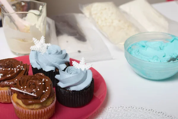 Muffins Con Chocolate Queso Crema —  Fotos de Stock