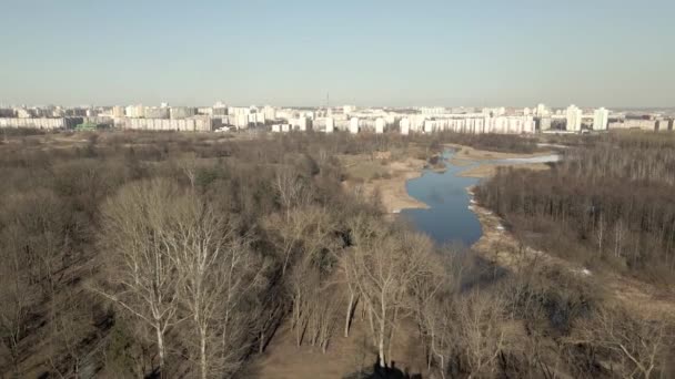 Luftaufnahme Des Alten Schlosses Loschiza Gut Minsk Weißrussland Rückansicht Loshitsa — Stockvideo