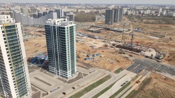 Moderne Stedelijke Ontwikkeling Bouwplaats Met Meerdere Verdiepingen Aanbouw Bouw Aan — Stockvideo