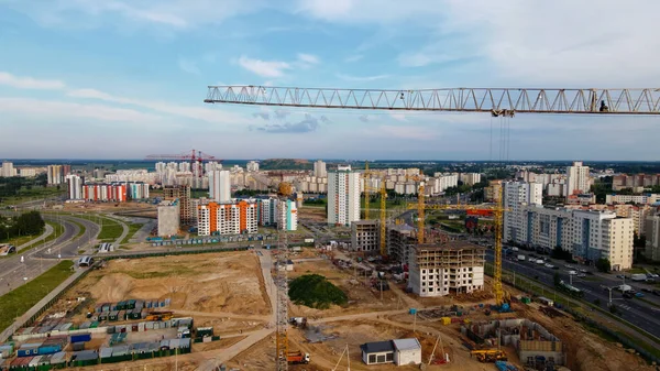 Luftaufnahme Der Neuen Stadtentwicklung Neue Häuser Werden Gebaut Die Kräne — Stockfoto