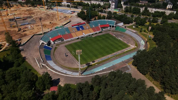 Football Stadium City Park New Arena Being Built Nearby Green — Photo