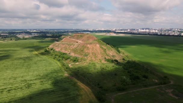 Household waste landfill. Closed for processing. Environment protection. Aerial photography_ — Stock Video