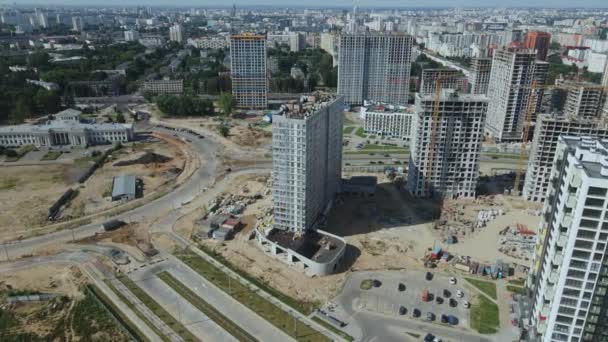 Desenvolvimento Urbano Moderno Local Construção Com Edifícios Vários Andares Construção — Vídeo de Stock