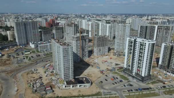 Moderní Rozvoj Měst Stavba Vícepodlažními Budovami Výstavbě Výstavba Nového Městského — Stock video