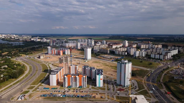 Lugar Construcción Una Nueva Manzana Han Construido Nuevas Casas Fotografía — Foto de Stock