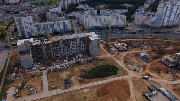 Baustelle Für Einen Neuen Stadtblock Die Bauarbeiten Laufen Luftaufnahmen — Stockfoto