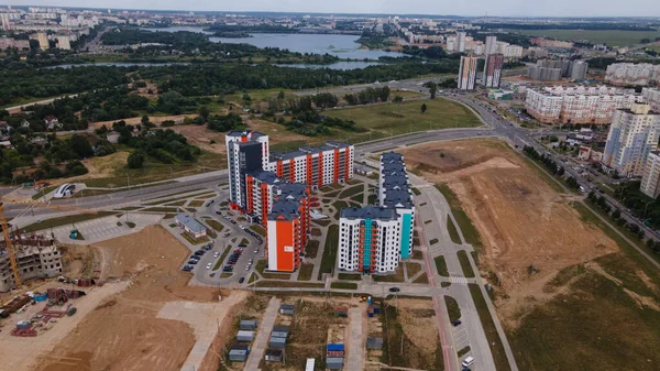 Lugar Construcción Una Nueva Manzana Han Construido Nuevas Casas Fotografía — Foto de Stock