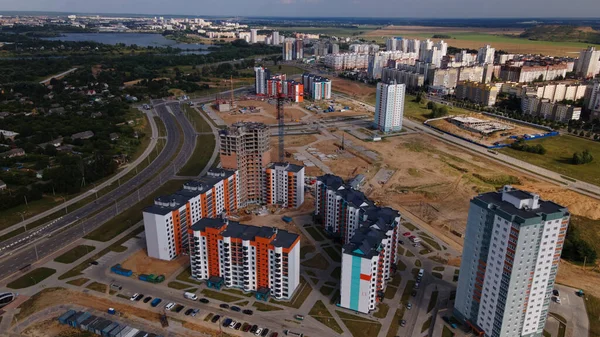 Lugar Construcción Una Nueva Manzana Han Construido Nuevas Casas Fotografía — Foto de Stock