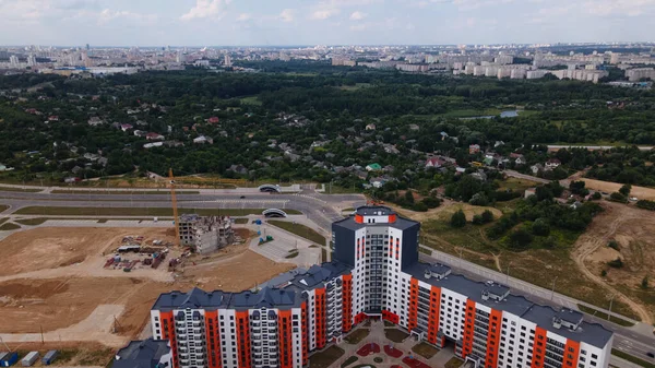 Lugar Construcción Una Nueva Manzana Han Construido Nuevas Casas Fotografía — Foto de Stock