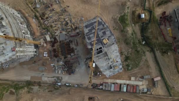 Lugar Construcción Una Nueva Manzana Las Casas Terminadas Son Visibles — Vídeos de Stock