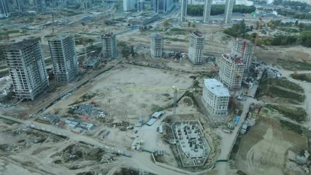 Construction Site Modern City Block High Rise Buildings Construction Construction — Stock Video