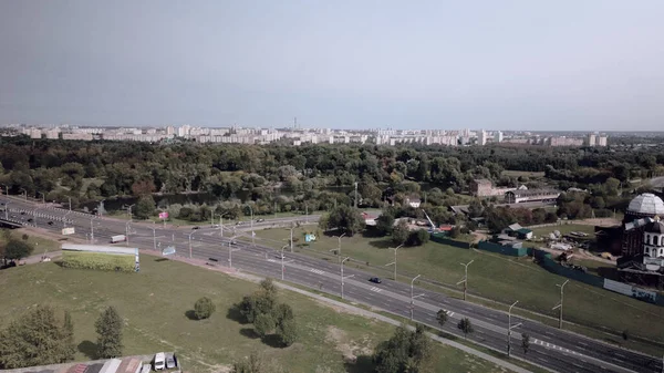 Przecznicę Nowoczesne Wielopiętrowe Budynki Fotografia Lotnicza — Zdjęcie stockowe