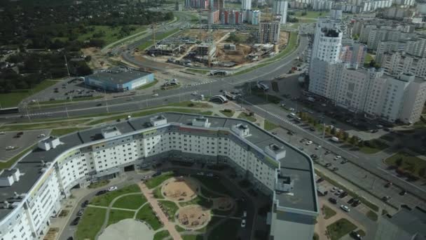 City Block Modern Multi Storey Buildings Courtyard Area Playgrounds Visible — Stock Video