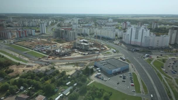 Stadsblok Moderne Gebouwen Met Meerdere Verdiepingen Luchtfotografie — Stockvideo