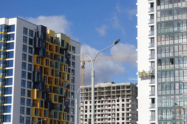 Bouw Van Moderne Gebouwen Met Meerdere Verdiepingen Bouw Van Een — Stockfoto