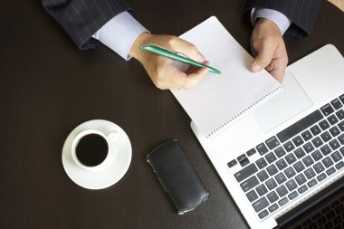 kahve işyerinde ofiste, üstten görünüm