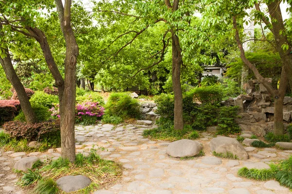 Cobblestone path in the Chinese garden — Stock Photo, Image