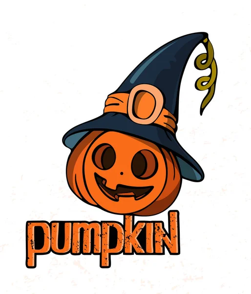 Pumkin com texto laranja grunge. ilustração vetor Halloween. — Vetor de Stock