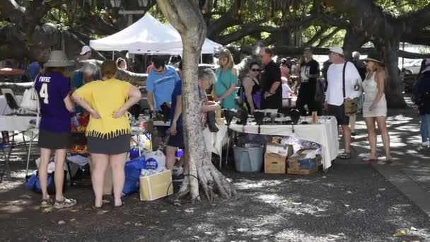 Lahaina Maui Hawaii Pessoas Desfrutando Feira Artesanato Centro Lahaina — Vídeo de Stock