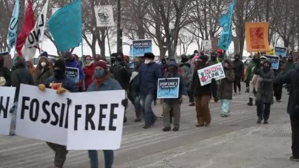 Сент Пол Міннесота Січня 2021 Року Корінні Групи Противники Проекту — стокове відео