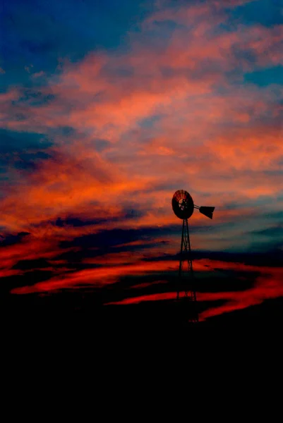 Leavenworth Kansas Old Fashioned Windmill Sunset — Stock Photo, Image