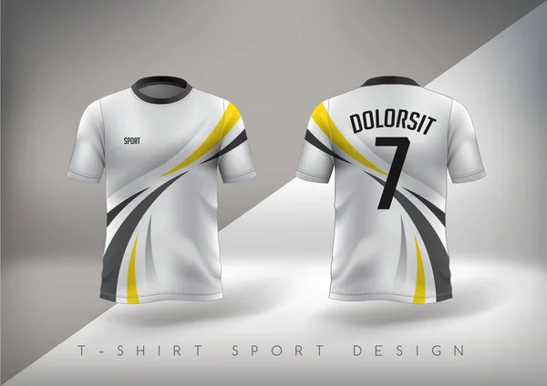 Soccer sport t-shirt design slim-fitting with round neck. Vector illustration.