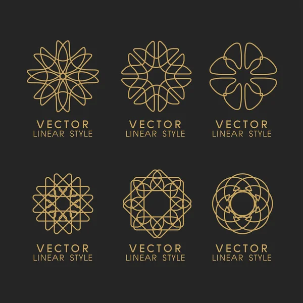 Vector Set Linear Design Elements Logo Design Templates Mono Line — Stock Vector