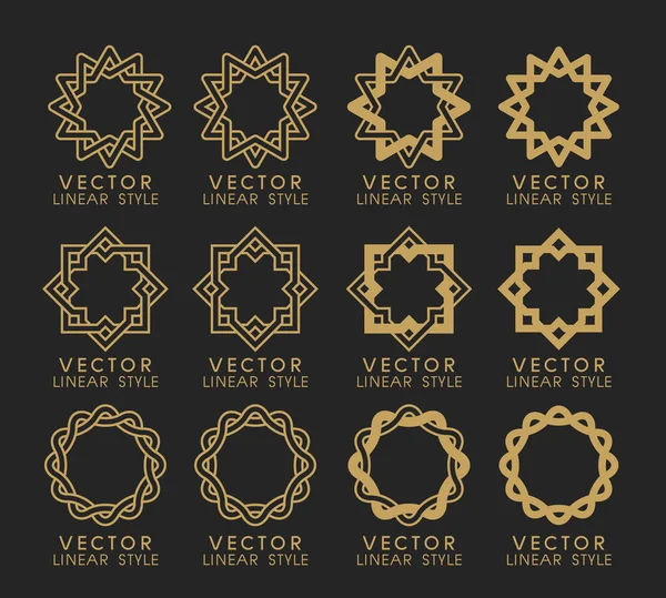 Vector Set Linear Design Elements Logo Design Templates Mono Line — Stock Vector