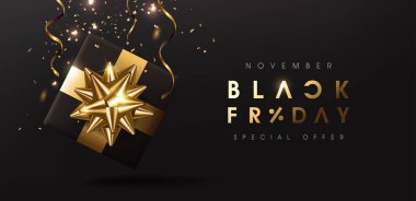 Kara Cuma indirimli pankart tasarım şablonu.