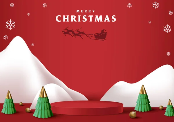 Merry Christmas Banner Met Product Display Cilindrische Vorm — Stockvector