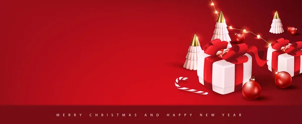 Feliz Modelo Banner Natal Com Decoração Festiva Para Natal — Vetor de Stock