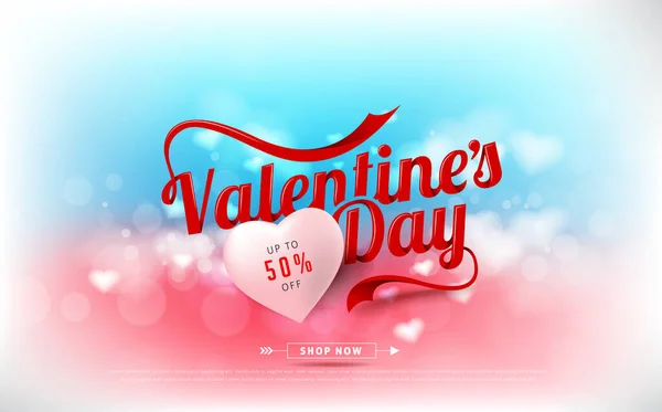 Día San Valentín Venta Banner Fondo — Archivo Imágenes Vectoriales