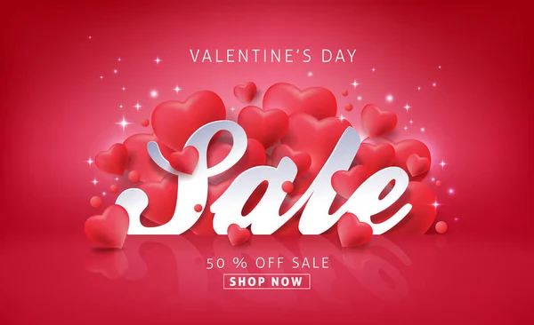 Día San Valentín Venta Banner Fondo — Vector de stock