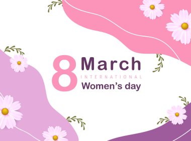 Uluslararası Kadınlar Günü tebrik kartı şablonu. 