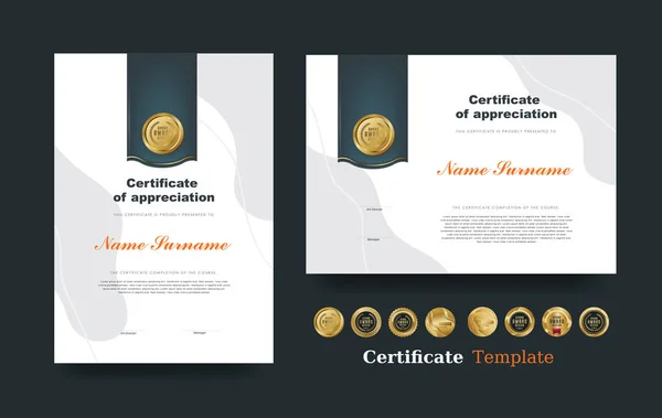 Certificate Appreciation Template Vector Luxury Premium Badges Design — Stock Vector