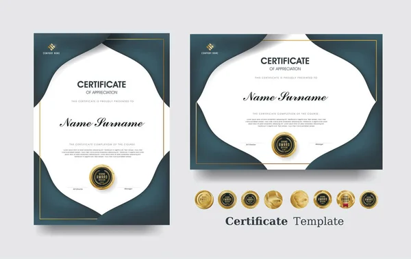 Certificate Appreciation Template Vector Luxury Premium Badges Design — Stock Vector