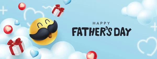 Happy Father Day Banner Φόντο Μουστάκι Smiley — Διανυσματικό Αρχείο